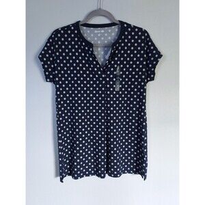 Lands End Women’s Notched Tunic Top Navy Blue Geometric  Size Small 511805 NEW